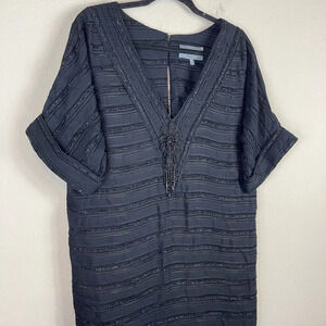 Theia Charcoal Striped Mini Dress